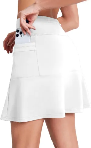 19" Skirts for Women with Zipper Pockets Golf Tennis Skirts Skorts for Women Knee Length High Waisted Athletic