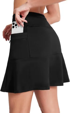 19" Skirts for Women with Zipper Pockets Golf Tennis Skirts Skorts for Women Knee Length High Waisted Athletic