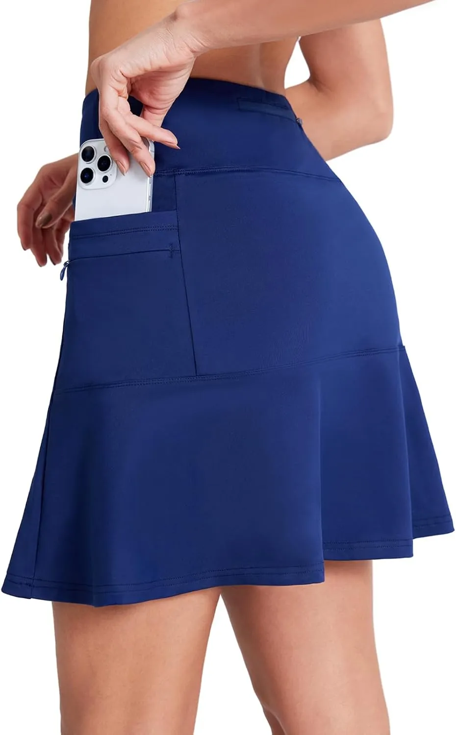 19" Skirts for Women with Zipper Pockets Golf Tennis Skirts Skorts for Women Knee Length High Waisted Athletic
