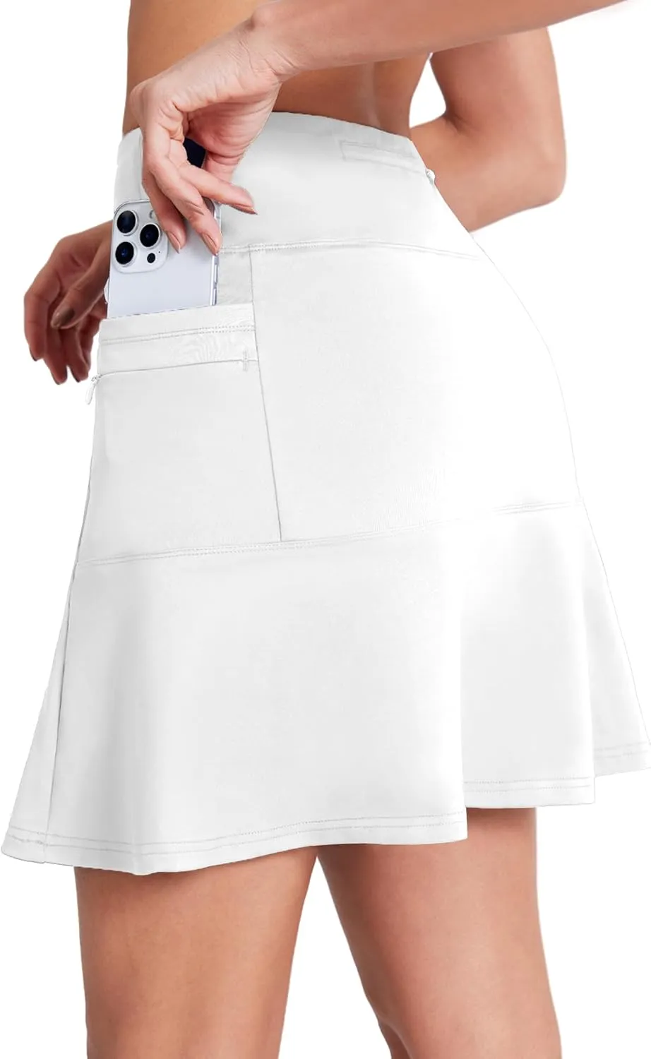 19" Skirts for Women with Zipper Pockets Golf Tennis Skirts Skorts for Women Knee Length High Waisted Athletic