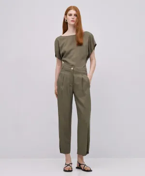 Access Fashion High Waisted Slouchy Green Trousers