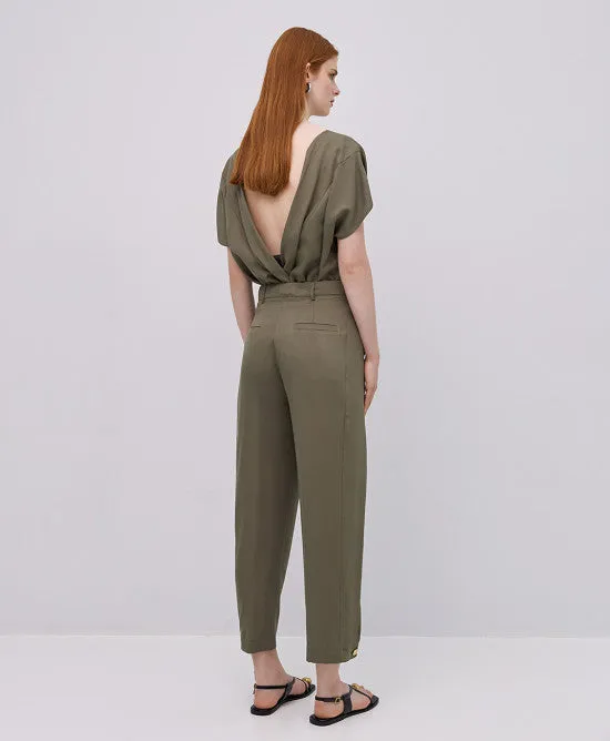Access Fashion High Waisted Slouchy Green Trousers