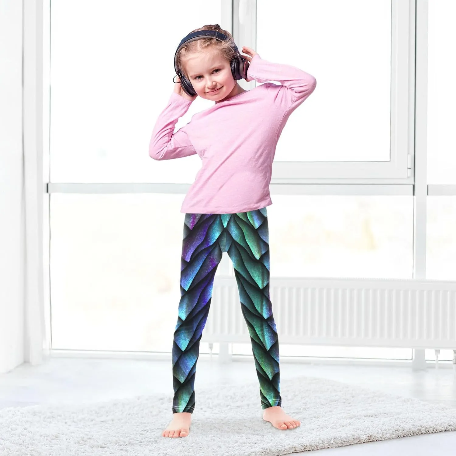 Aflyko Girls' Leggings Kids Workout Pants Dance Tights Ankle Length 4-10T