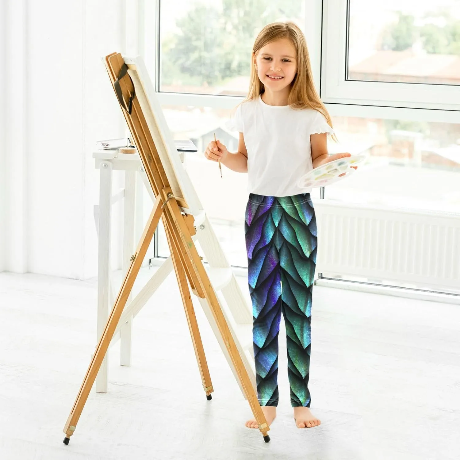 Aflyko Girls' Leggings Kids Workout Pants Dance Tights Ankle Length 4-10T