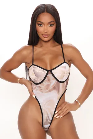 All Or Nothing High Cut Bodysuit - Mocha/combo