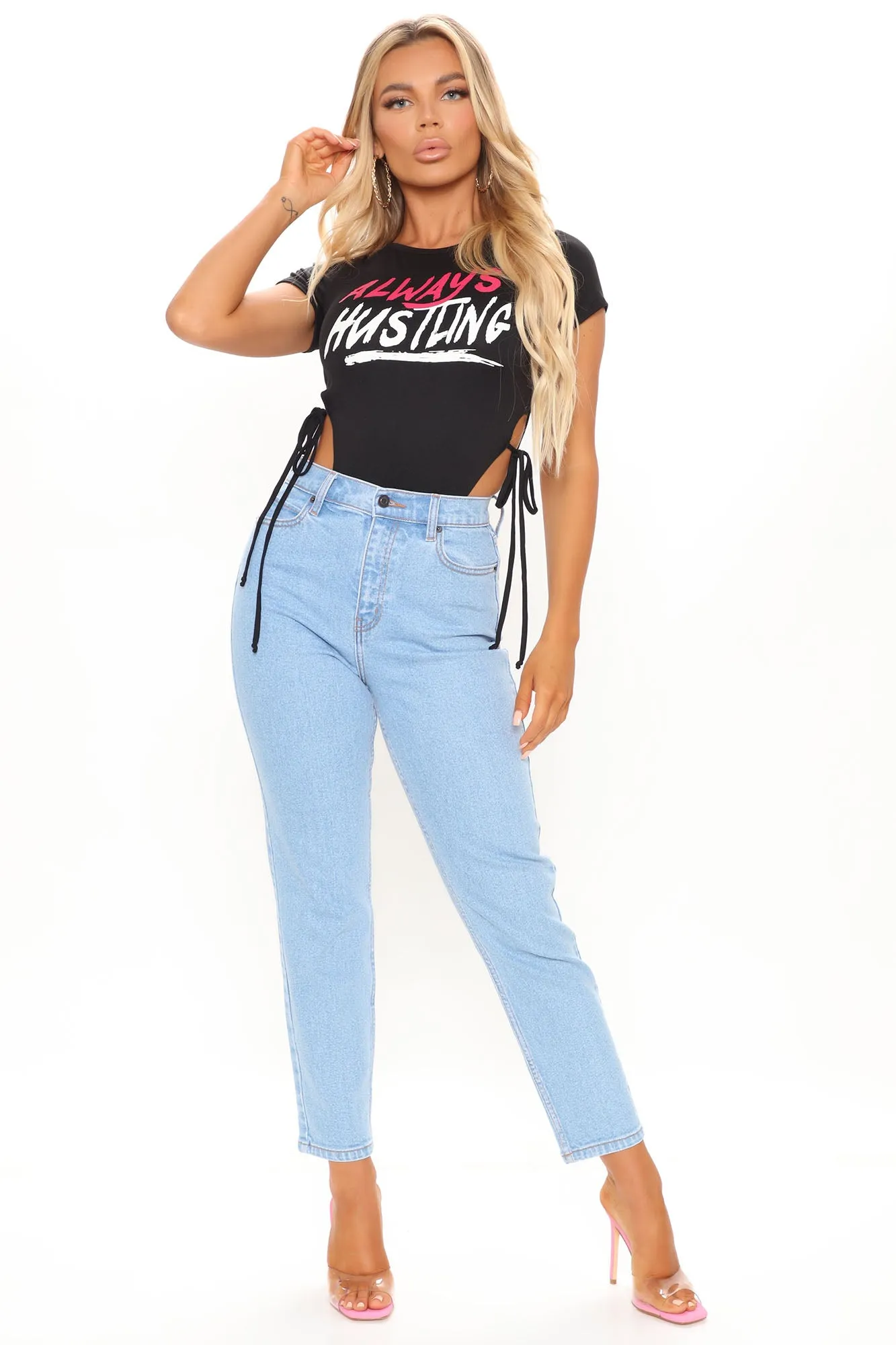 Always Hustling High Cut Bodysuit - Black