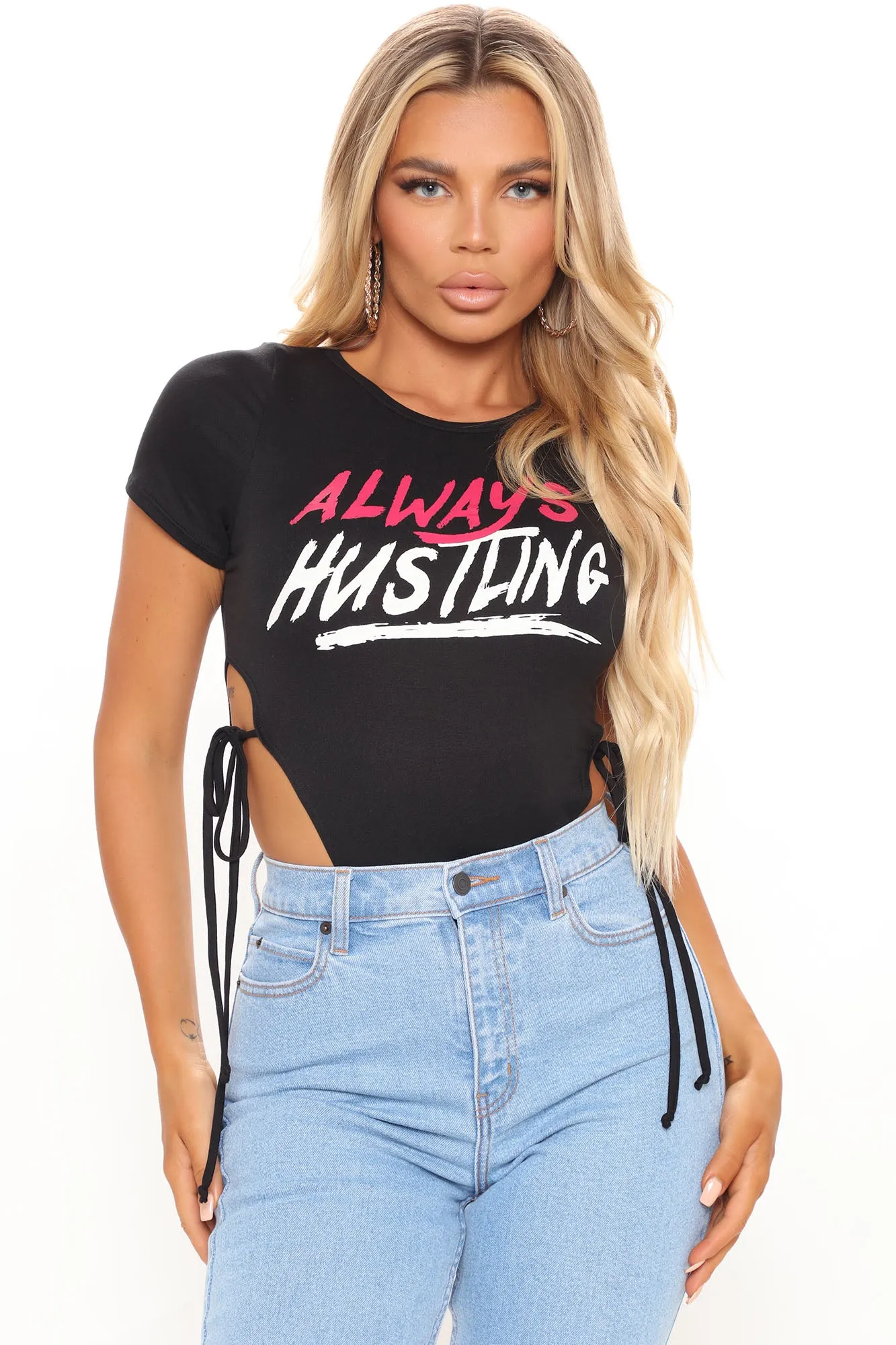 Always Hustling High Cut Bodysuit - Black