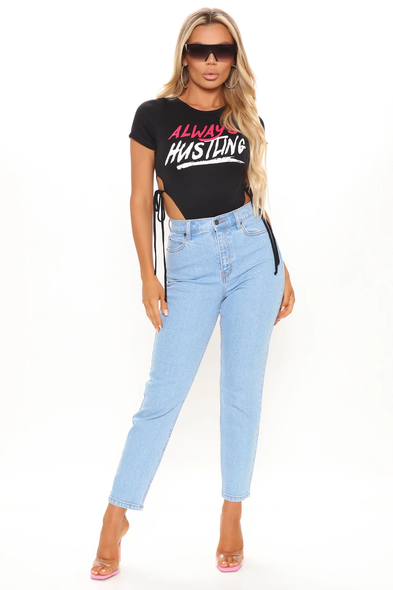 Always Hustling High Cut Bodysuit - Black