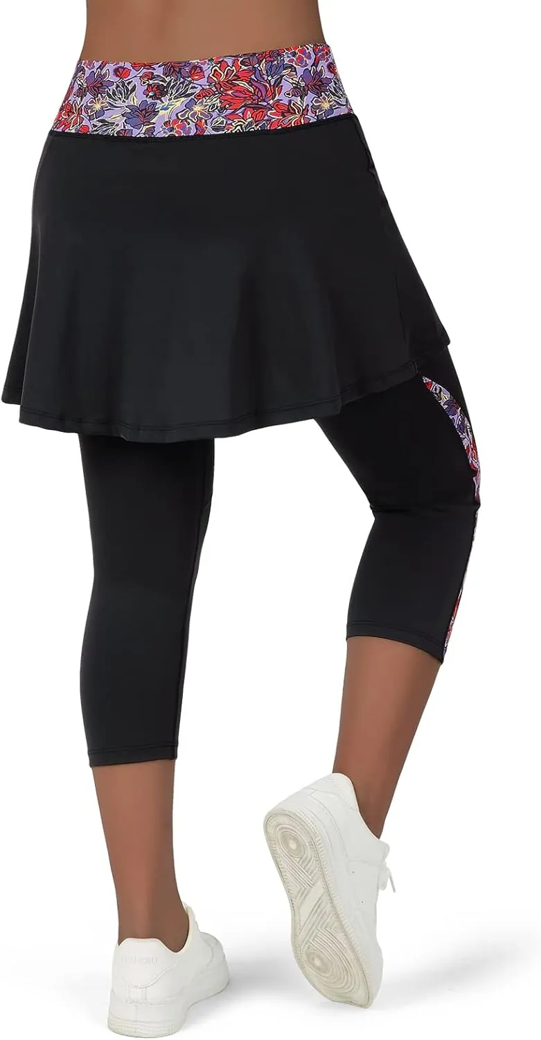 ANIVIVO Skirted Legging for Women, Yoga Legging with Skirts &Women Tennis Leggings Clothes Pockets