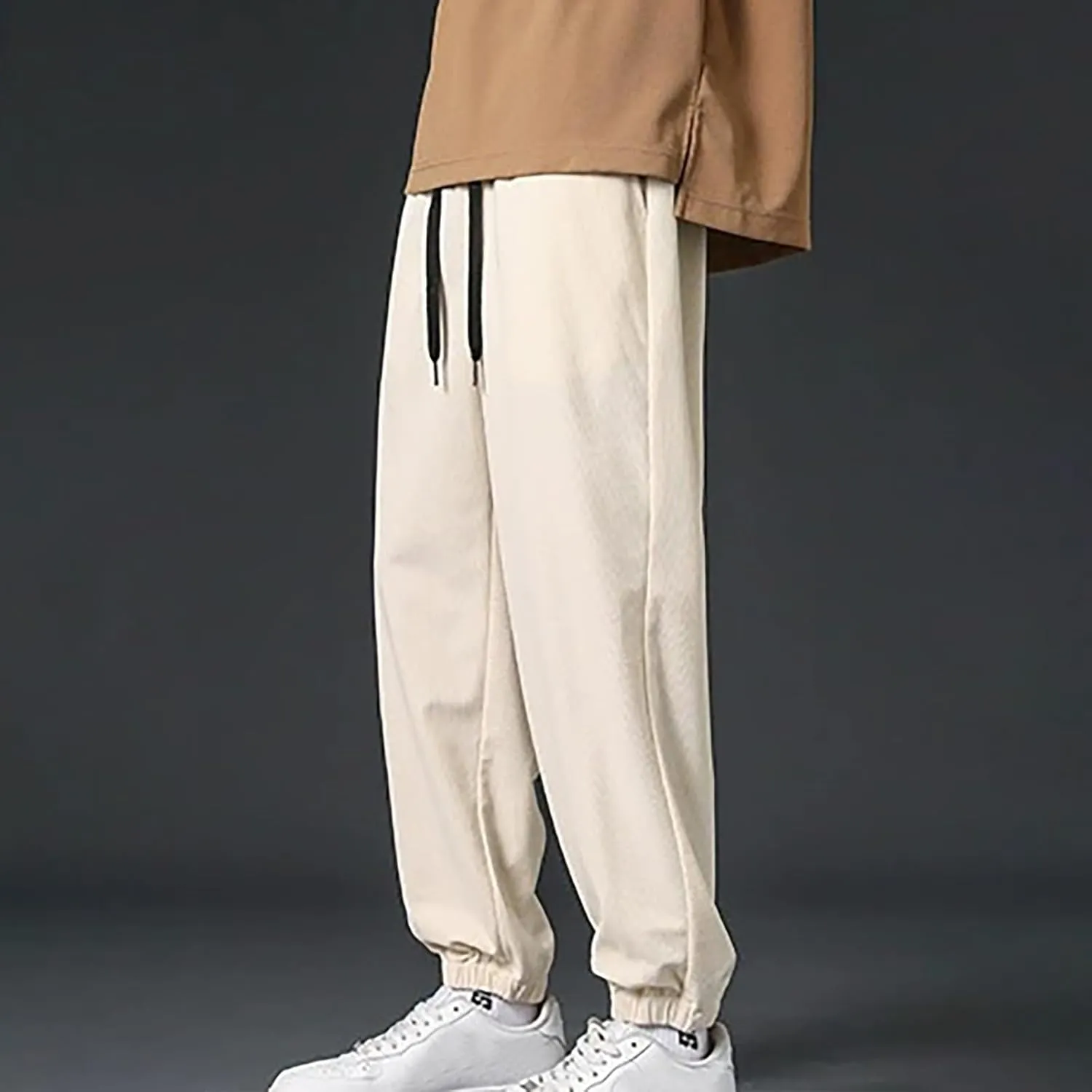 Aymnlox Mens Casual Jogger Pants Lightweight Outdoor Hiking Corduroy Pants Tapered Slim Fit Workout Gym Trousers with Pockets