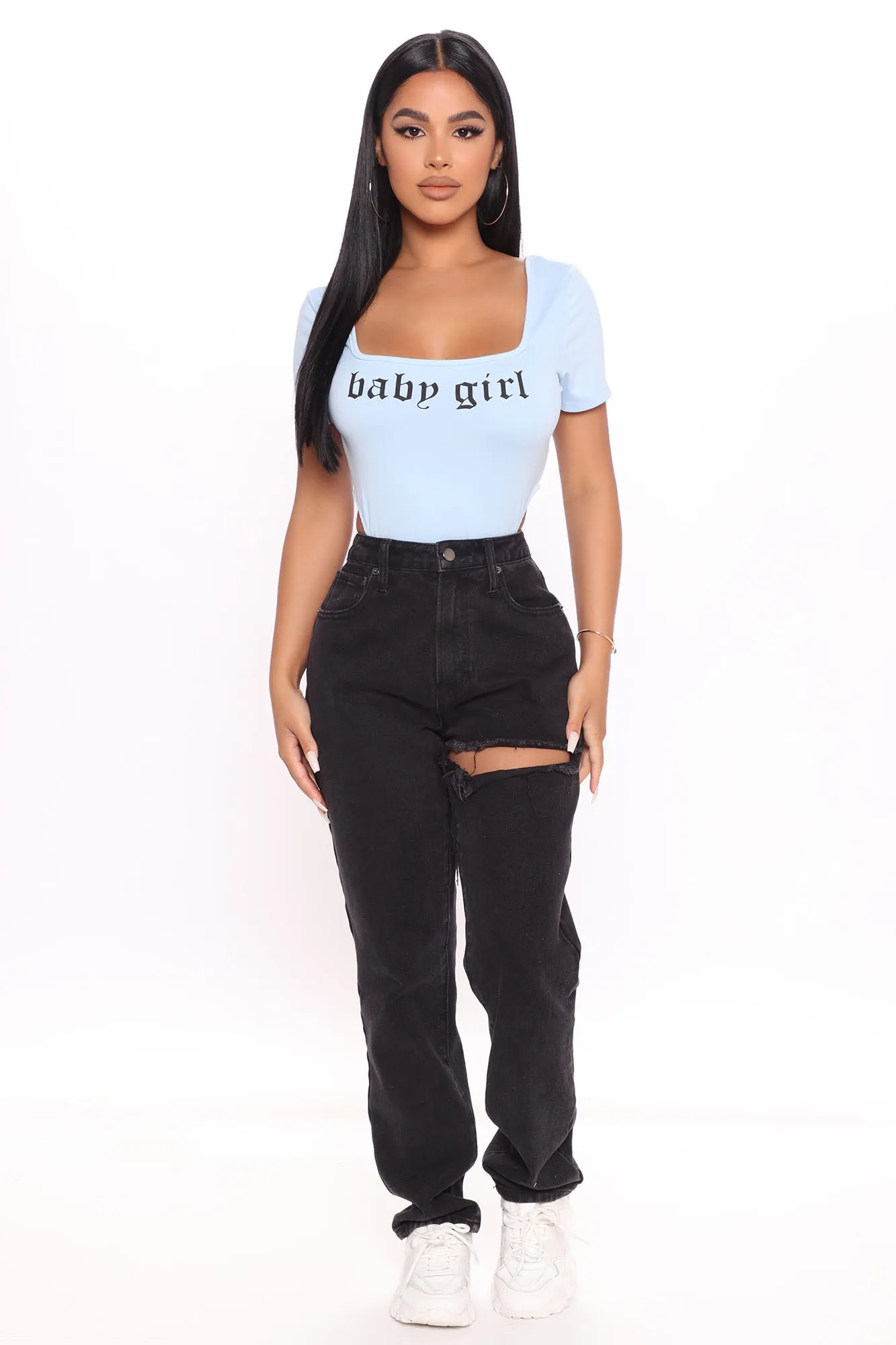 Baby Girl High Cut Bodysuit - Blue
