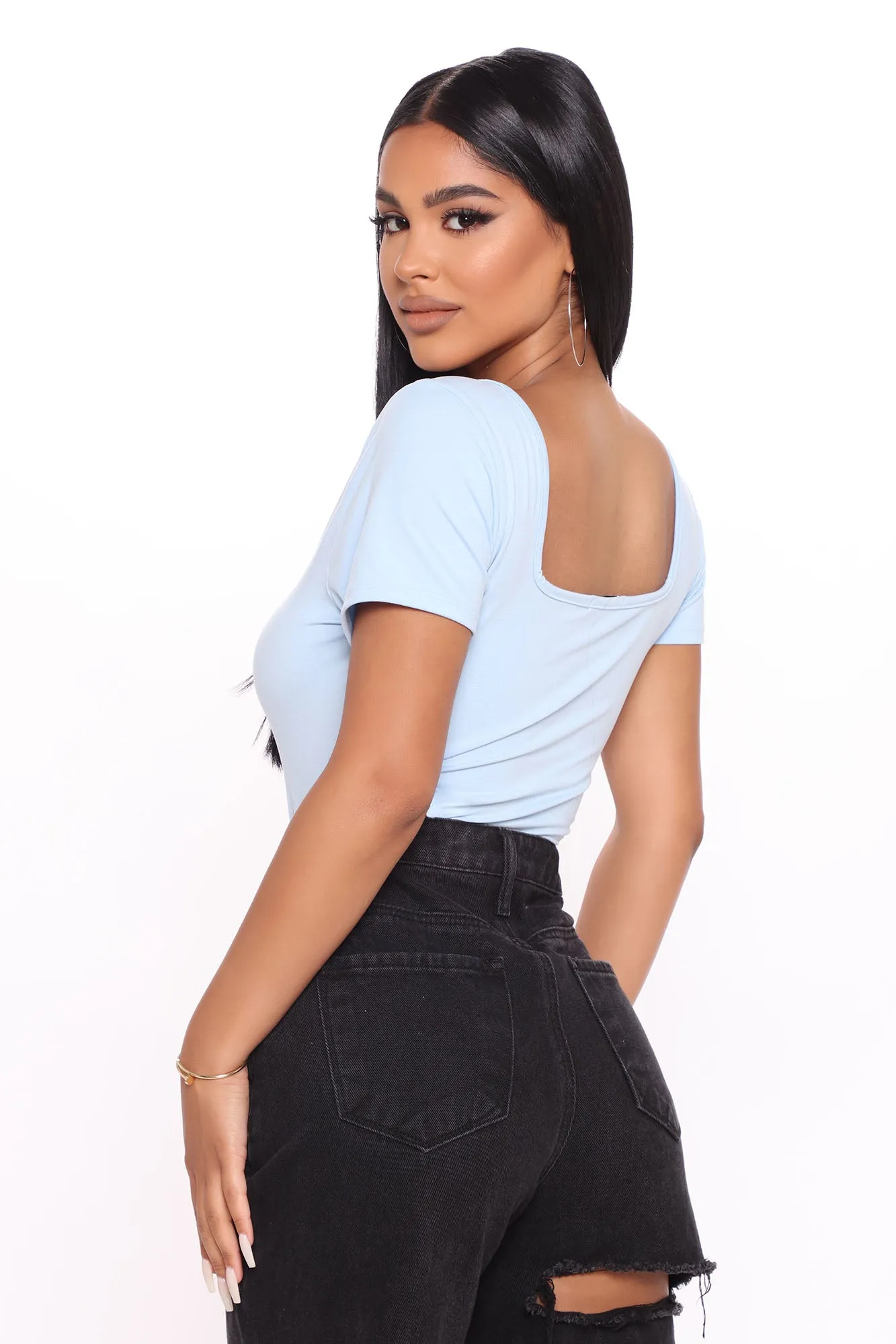 Baby Girl High Cut Bodysuit - Blue