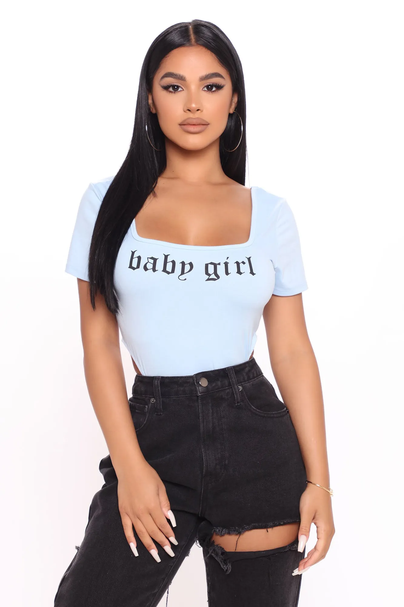 Baby Girl High Cut Bodysuit - Blue