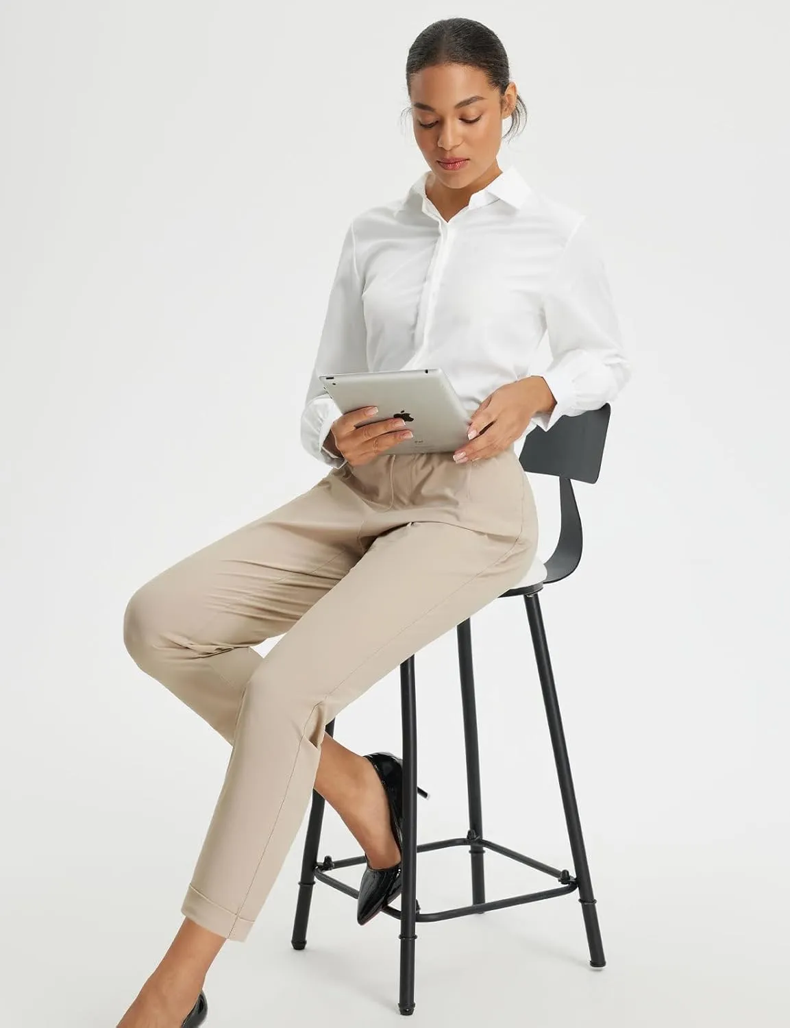 baleaf Womens Travel Pants Stretch with Zipper Pockets Petite Ankle Dressy Work Business Casual Golf Slacks