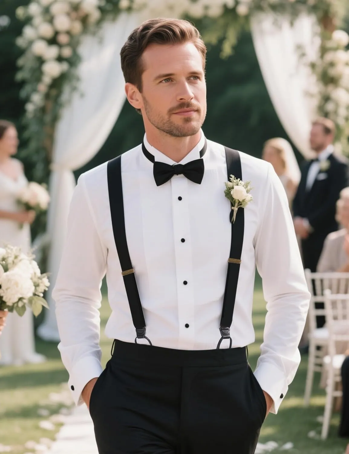 Button Suspenders for Men Dress Pants and Tuxedo Heavy Duty Big and tall Y-back 1.4 inches One Size