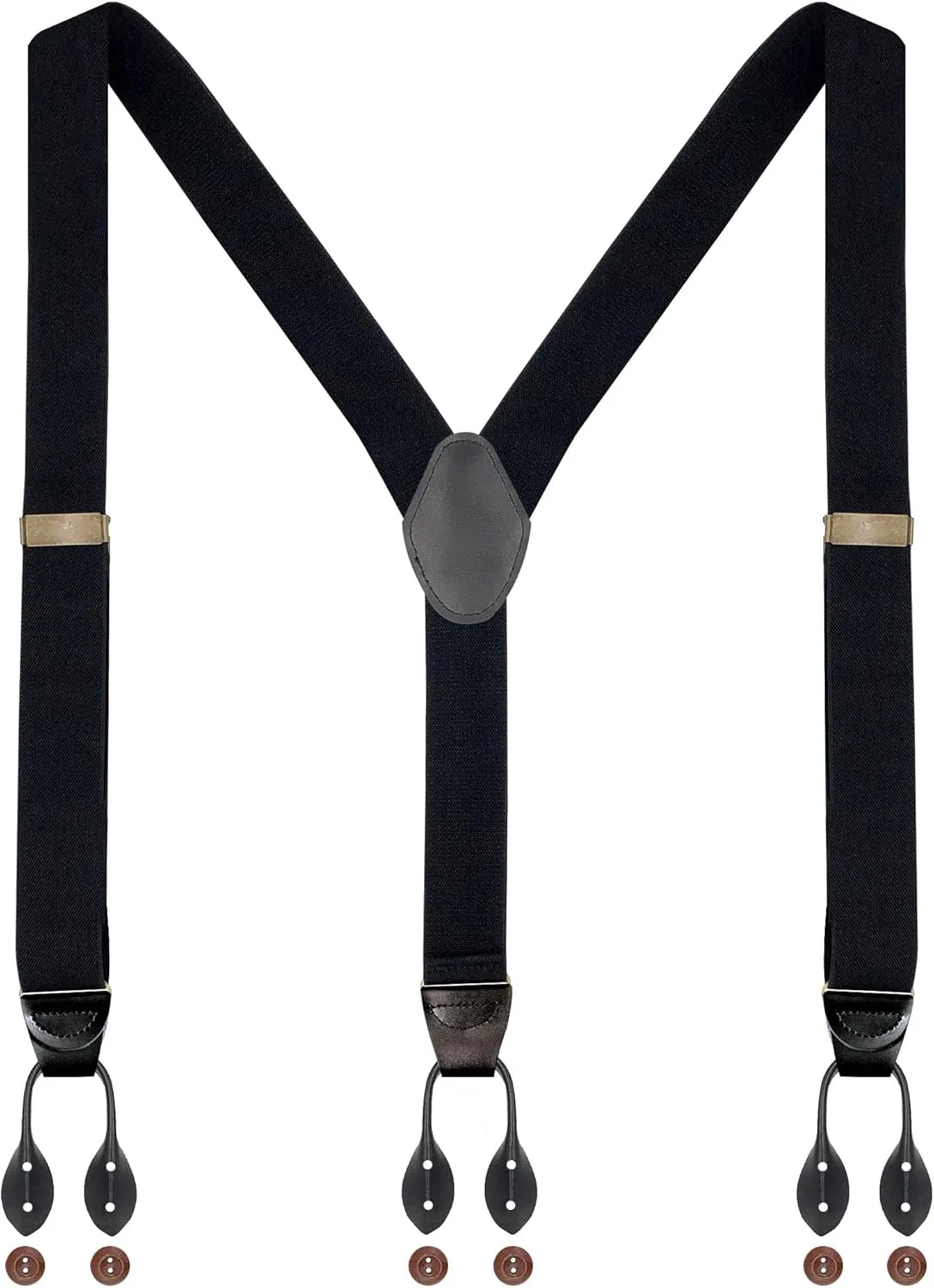 Button Suspenders for Men Dress Pants and Tuxedo Heavy Duty Big and tall Y-back 1.4 inches One Size