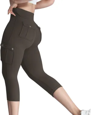 Capri Cargo Pants for Women with Pockets Summer Lightweight Workout High Waisted Yoga Pants for Women