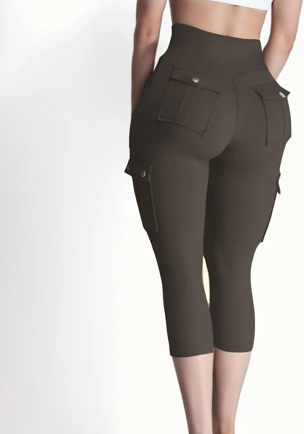Capri Cargo Pants for Women with Pockets Summer Lightweight Workout High Waisted Yoga Pants for Women