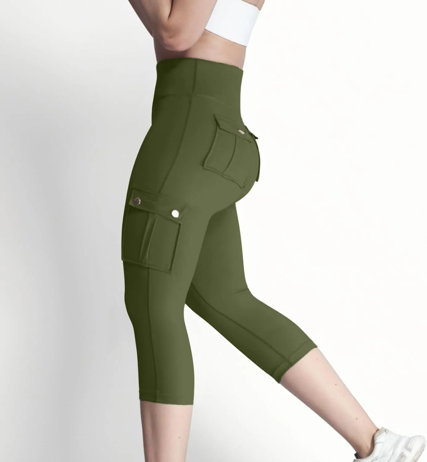 Capri Cargo Pants for Women with Pockets Summer Lightweight Workout High Waisted Yoga Pants for Women