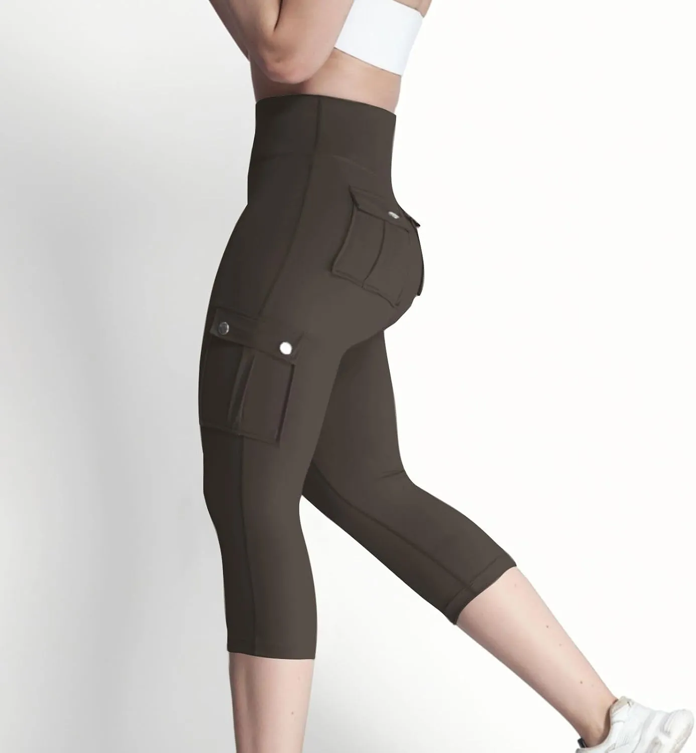 Capri Cargo Pants for Women with Pockets Summer Lightweight Workout High Waisted Yoga Pants for Women