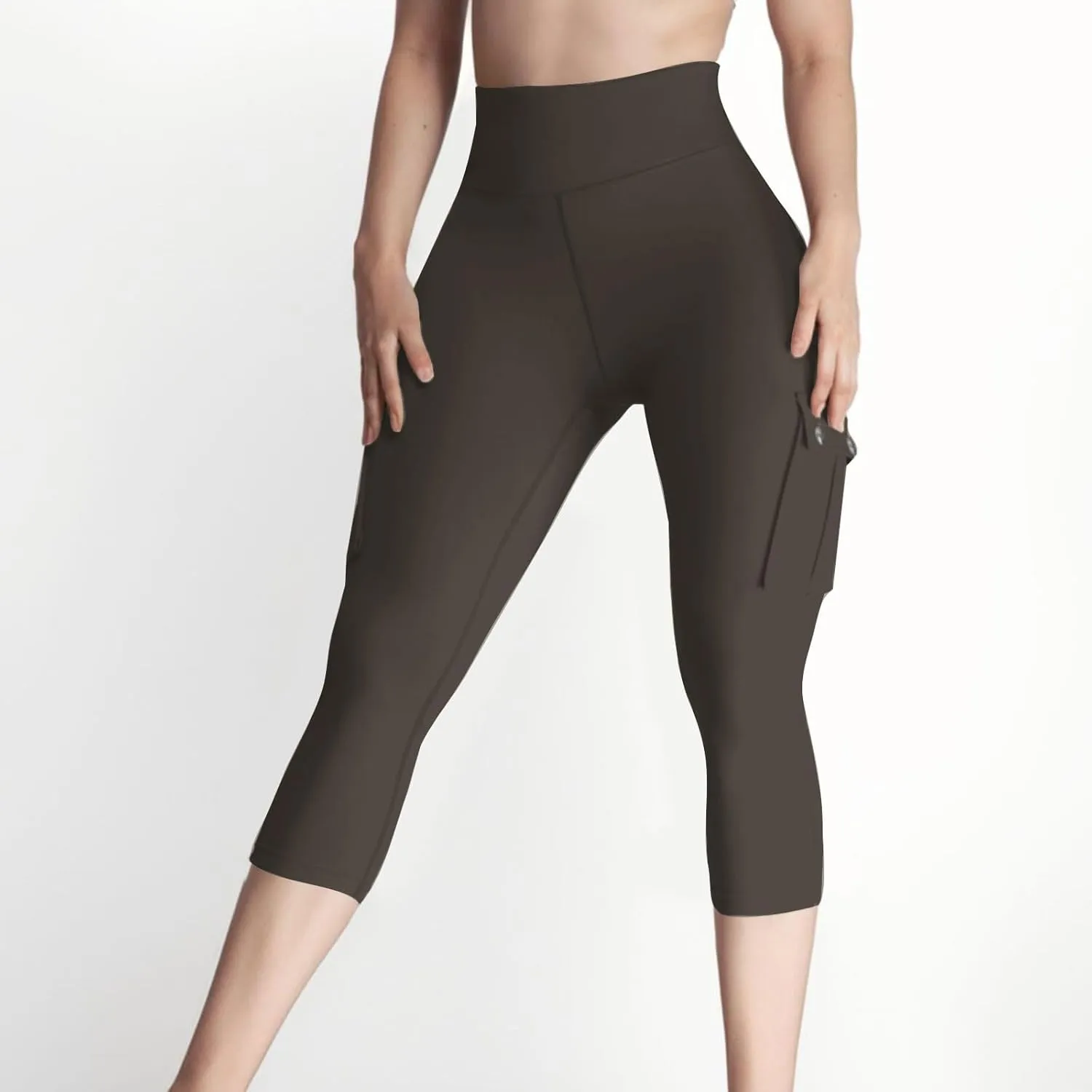 Capri Cargo Pants for Women with Pockets Summer Lightweight Workout High Waisted Yoga Pants for Women