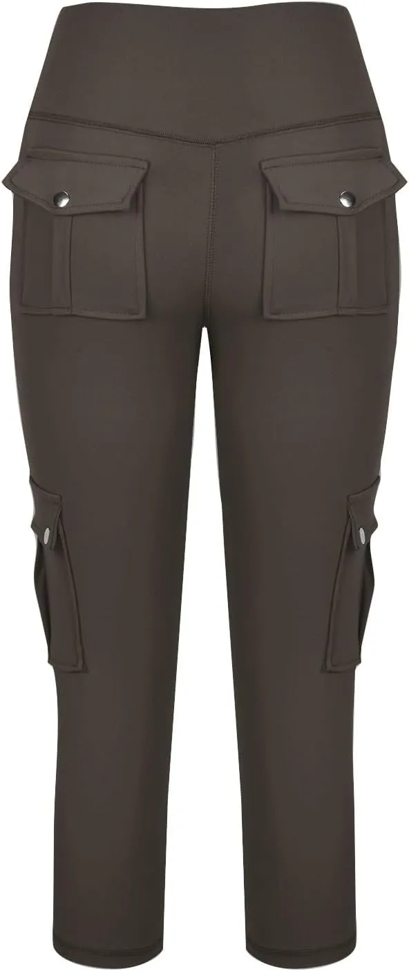 Capri Cargo Pants for Women with Pockets Summer Lightweight Workout High Waisted Yoga Pants for Women