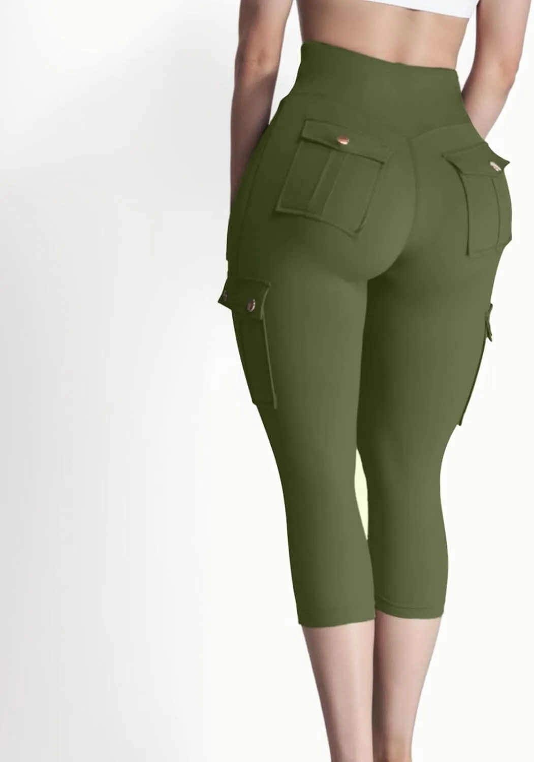 Capri Cargo Pants for Women with Pockets Summer Lightweight Workout High Waisted Yoga Pants for Women