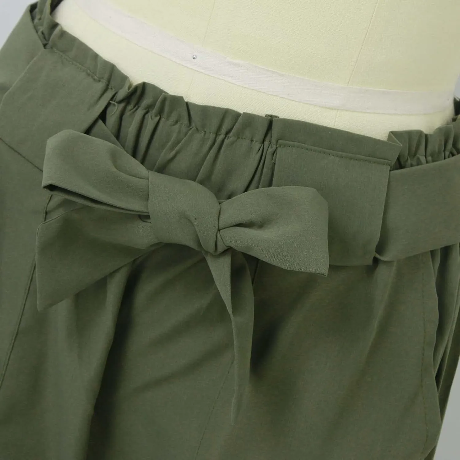 Capri Dress Pants Women High Waist Casual Paperbag Pants Business Office Work Trousers with Pockets Fashion