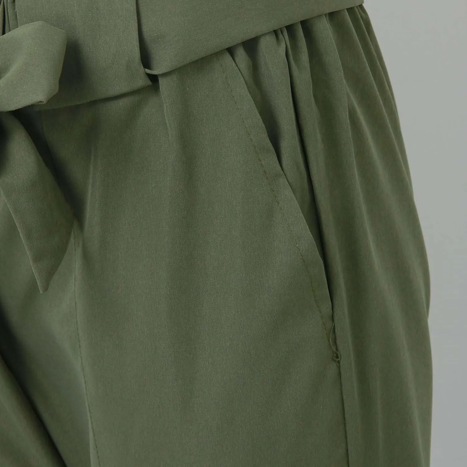 Capri Dress Pants Women High Waist Casual Paperbag Pants Business Office Work Trousers with Pockets Fashion