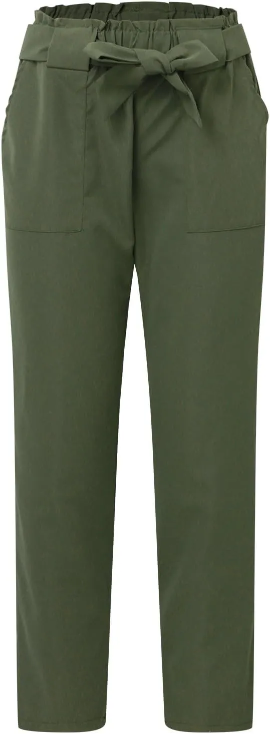 Capri Dress Pants Women High Waist Casual Paperbag Pants Business Office Work Trousers with Pockets Fashion