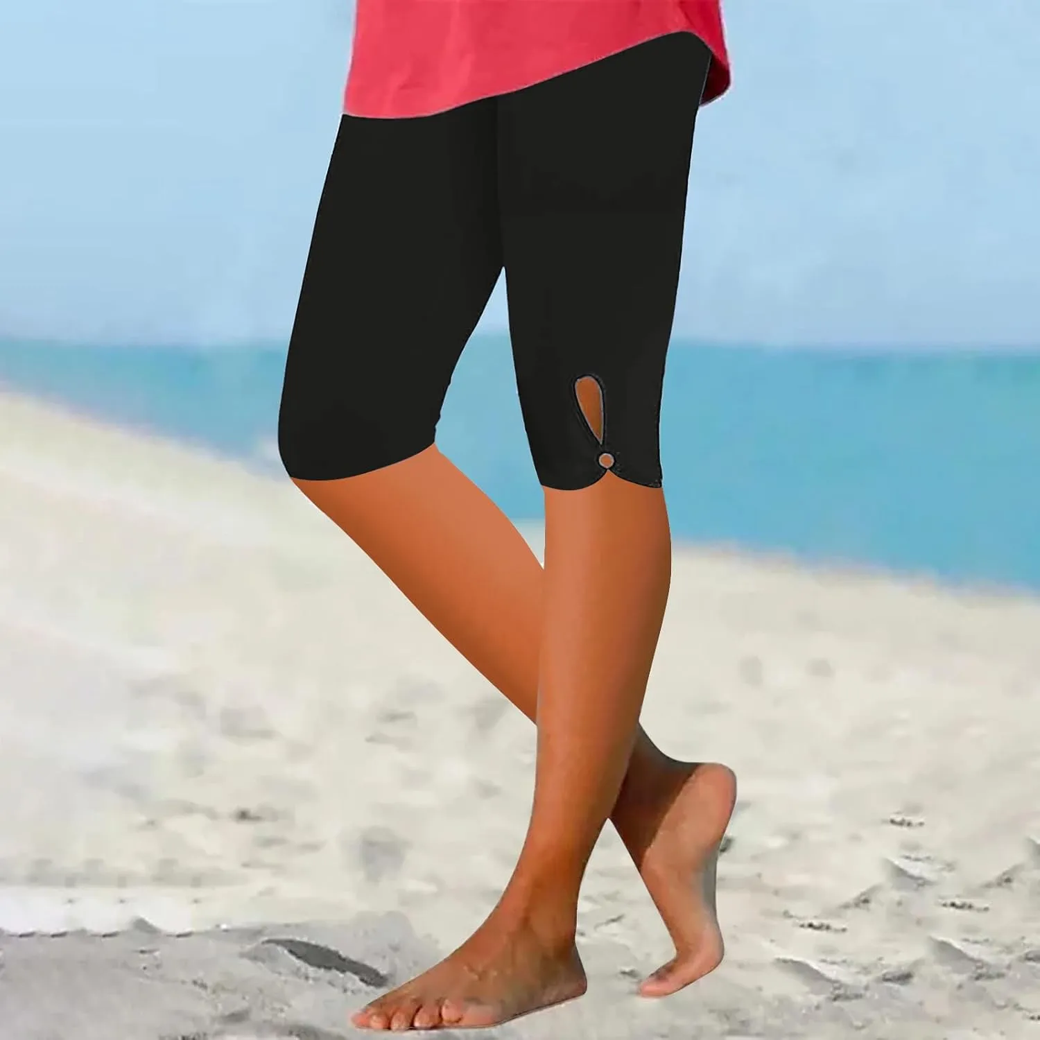 Capri Leggings for Women 2025 Casual Summer Capri Pants Stretch Slimming Workout Yoga Pants Hollow Out Leggings