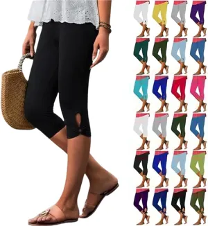 Capri Leggings for Women 2025 Casual Summer Capri Pants Stretch Slimming Workout Yoga Pants Hollow Out Leggings