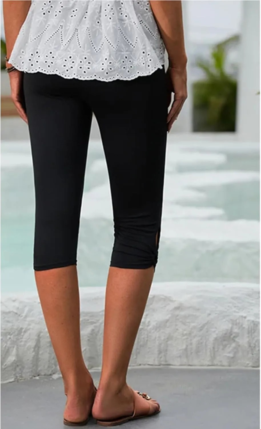 Capri Leggings for Women 2025 Casual Summer Capri Pants Stretch Slimming Workout Yoga Pants Hollow Out Leggings