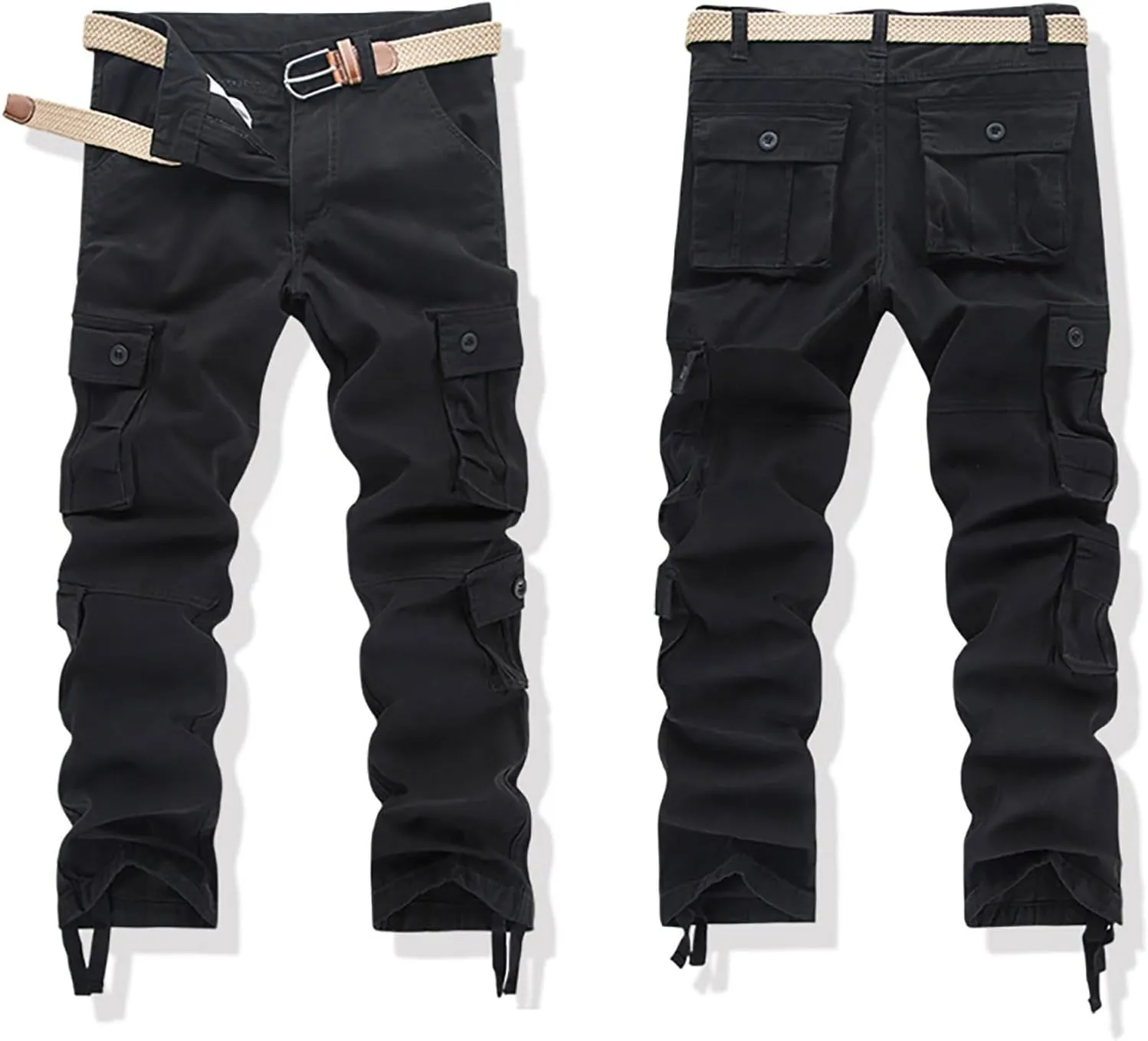 Cargo Pants for Men Casual Hiking Pants Fleece Joggers Athletic Pants Lightweight Loose Straight Sweatpants for Men