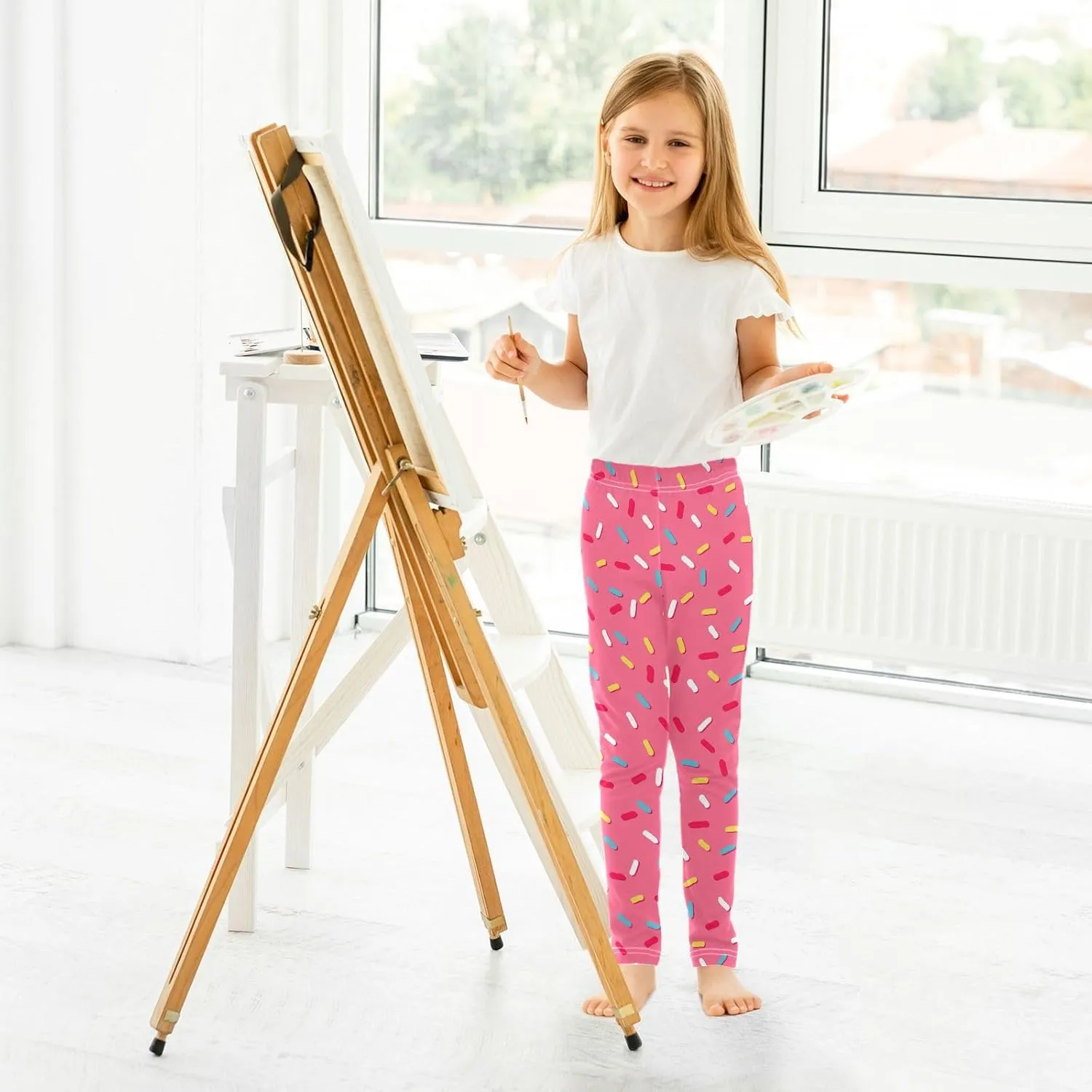 CaTaKu Printed Girls Toddler Leggings Kids Athletic Tights Pants Ankle Length 4-10 Year