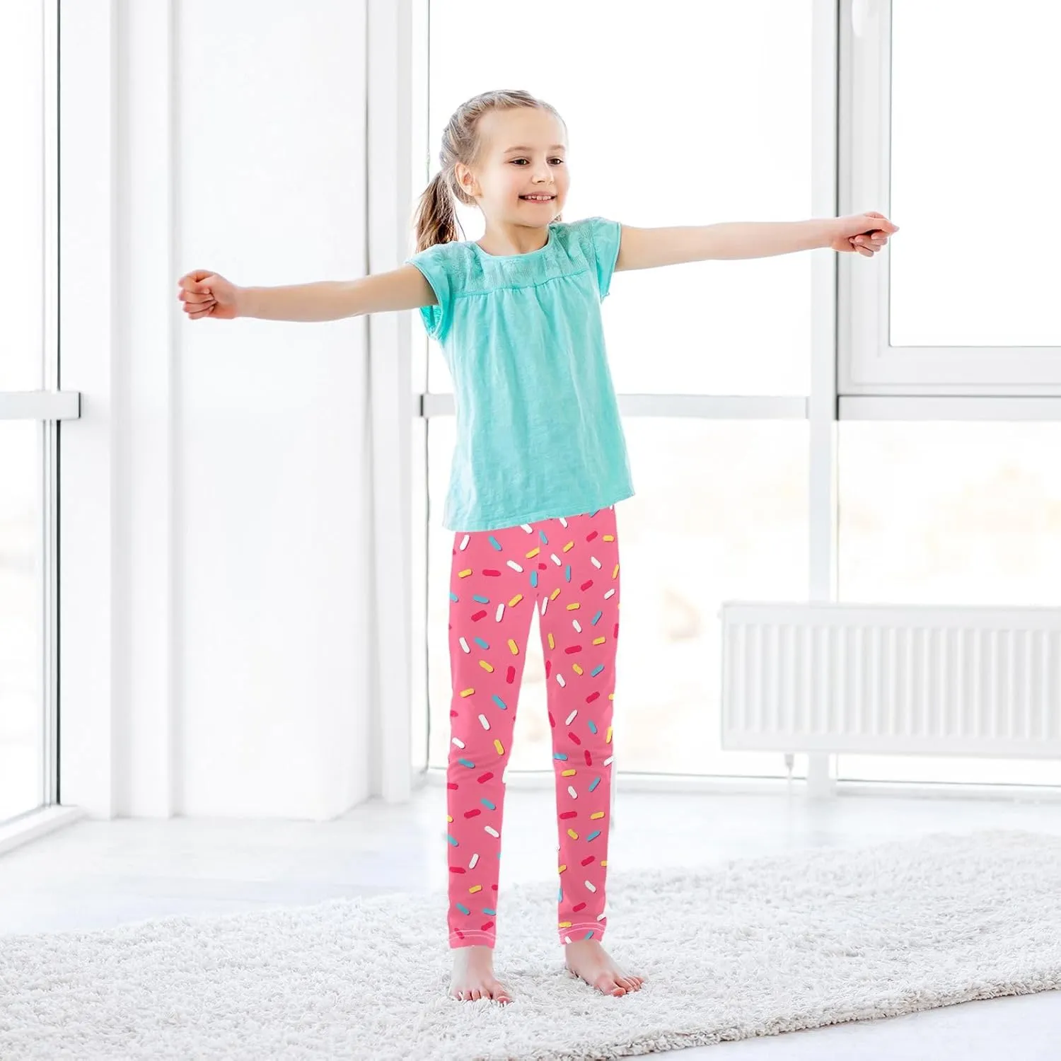 CaTaKu Printed Girls Toddler Leggings Kids Athletic Tights Pants Ankle Length 4-10 Year