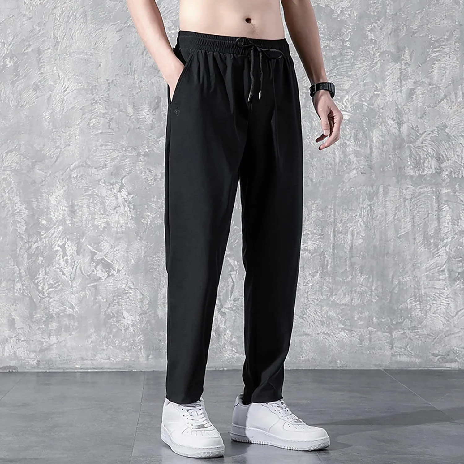 Chinos Slim Fit Men's Pants with Deep Pockets Loose Fit Casual Jogging Trousers for Running Workout