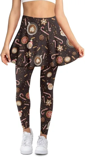 Christmas Skirted Leggings for Women Tennis Skirt with Leggings Plus Size Golf Yoga Skorts Pants Clothes