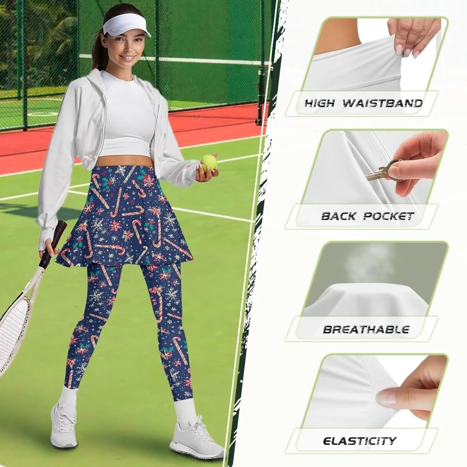 Christmas Skirted Leggings for Women Tennis Skirt with Leggings Plus Size Golf Yoga Skorts Pants Clothes
