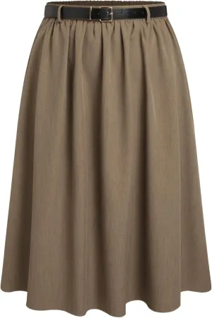 CIDER Mid Waist Skirts for Women Pleated A-Line Long Maxi Skirt Plus Size with Belts 2024 Trendy