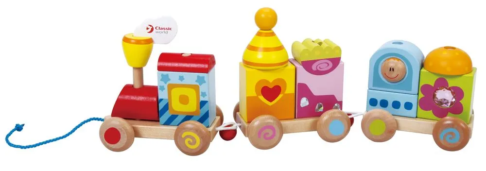 Classic World Pull Train Bright Colours
