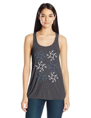 Clementine Women's Anchors Printed Flowy Racerback Tank