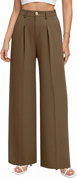 CLOZOZ Wide Leg Pants Women's High Waisted Work Trousers Regular for Office Business Casual