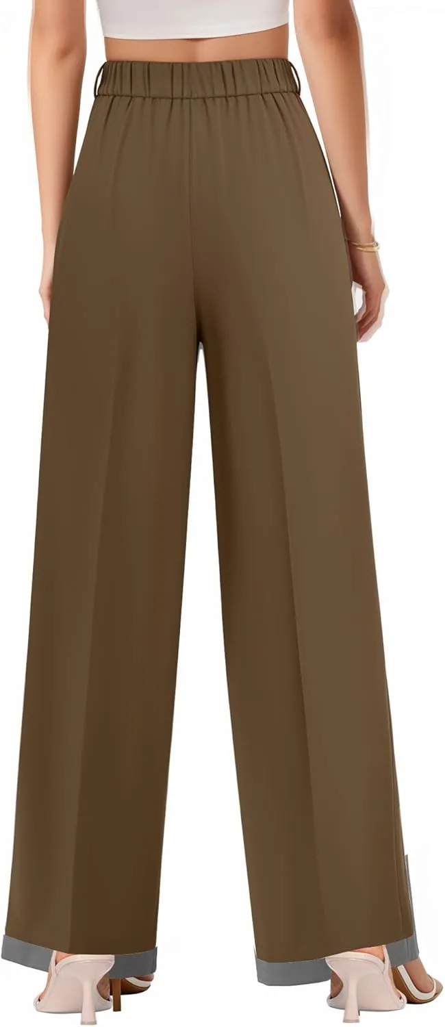 CLOZOZ Wide Leg Pants Women's High Waisted Work Trousers Regular for Office Business Casual
