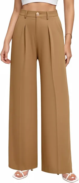 CLOZOZ Wide Leg Pants Women's High Waisted Work Trousers Regular for Office Business Casual