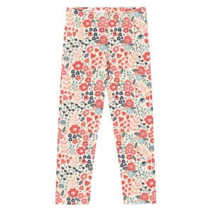 Coral & Navy Floral Kid's Leggings (2T-7)