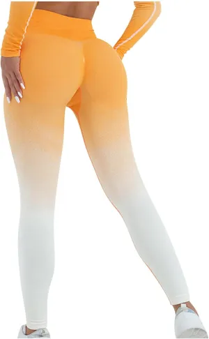 DASAYO Gym Leggings for Women High Waist Hip Lift Shaping Fitness Workout Pant Gradient Ombre Color Yoga Pants