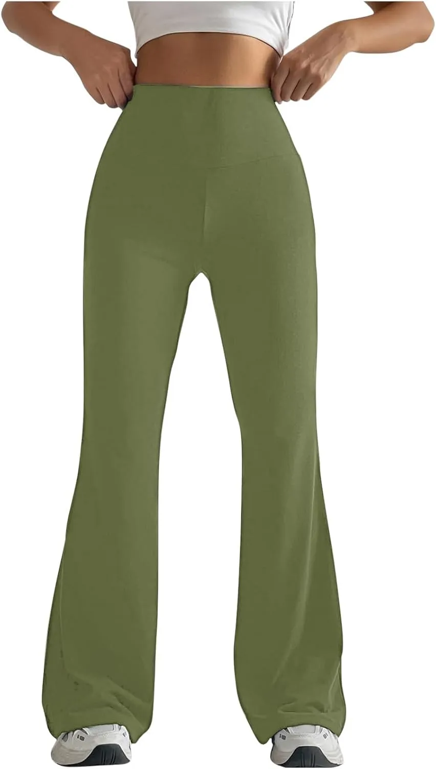 DASAYO Wide Leg Trousers Women High Waist Tummy Control Butt Lifting Flare Yoga Pants Stretchy Workout Bootcut Leggings