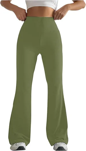 DASAYO Wide Leg Trousers Women High Waist Tummy Control Butt Lifting Flare Yoga Pants Stretchy Workout Bootcut Leggings