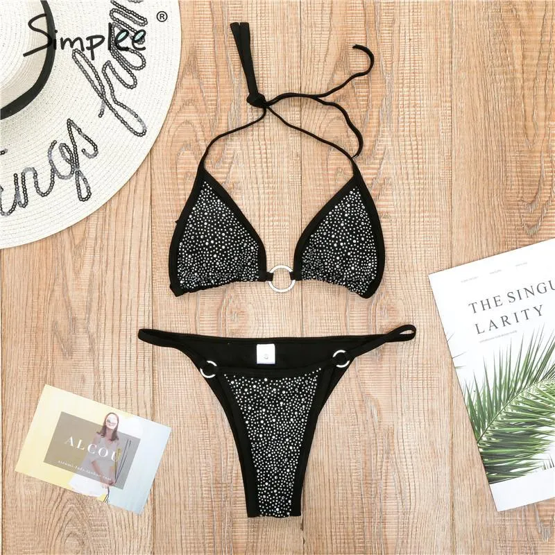 diamond bikini set High cut swimwear